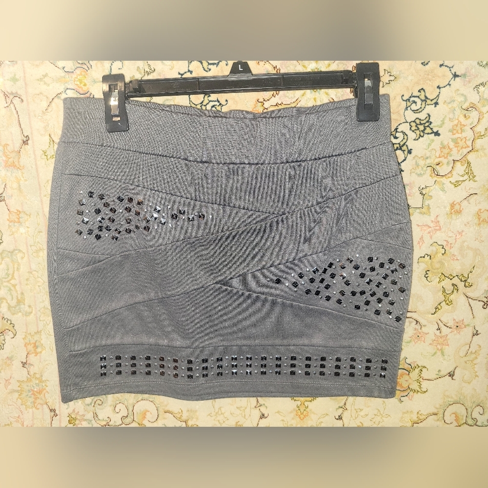 Love Tease Gray Studded Skirt